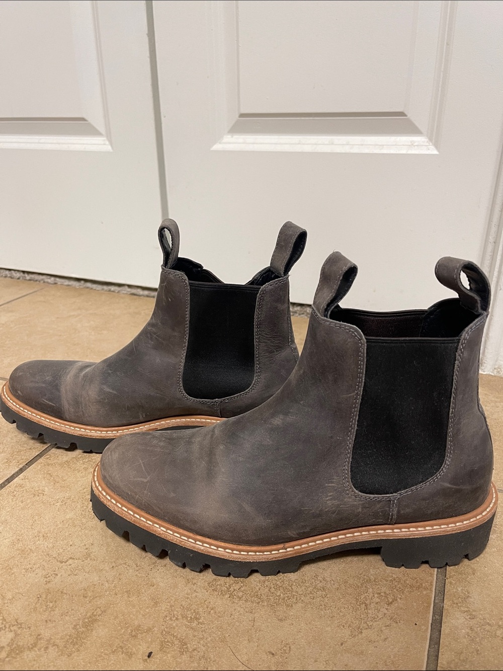 Nisolo Gray Chelsea Lug Boots